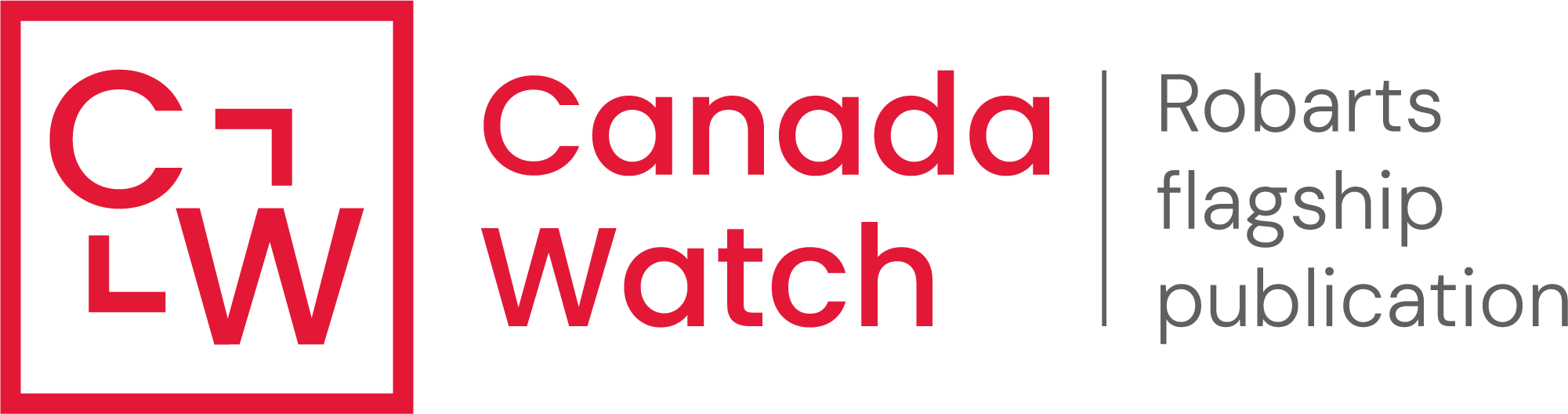 Canada Watch : logo de la publication phare de Robarts en rouge.